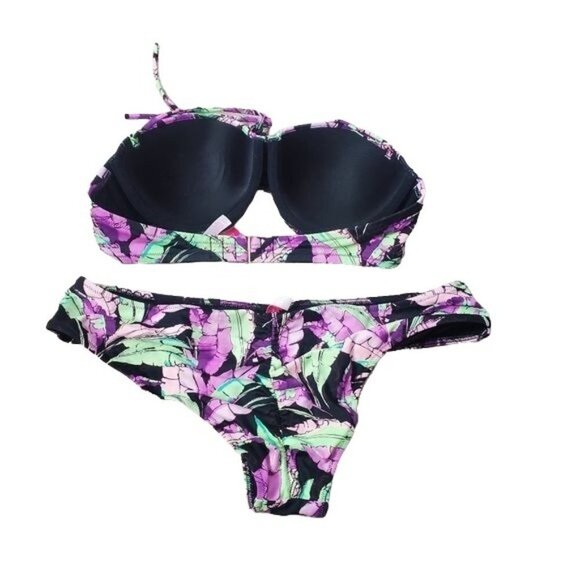 Victoria's Secret tropical floral palm 3 pc women's swimsuit bundle - Picture 3 of 8